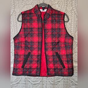 Karen Scott Plaid Puff Quilted Vest Sleeveless Womens Petite Large